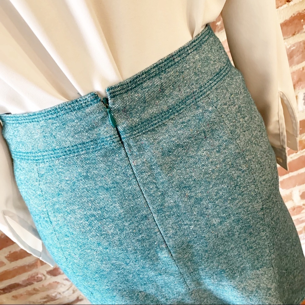 Loft Tulip Tweed Teal Skirt 0 - Picture 5 of 8